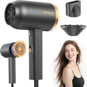 Ionen Föhn met Diffuser - 1800 W Sneldrogend, 3 Temperaturen, 2 Snelheden, Voor Krullend Haar