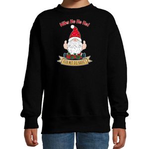 Bellatio Decorations kersttrui/sweater voor kinderen - Kado Gnoom - zwart - Kerst kabouter 110/116