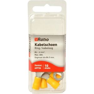 Ratio® Kabelschoen Ring/kabeloog 4-6mm² - ?4mm - Geel - 10st in blister