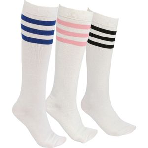 LIEVE SOKKEN Kniekousen voor dames – Set van 3 paar – Wit met Strepen – Multicolor – Maat 37-41