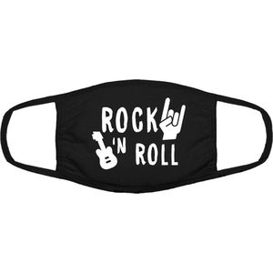Rock N Roll mondkapje | muziek | Rock and roll | united states | grapig | gezichtsmasker | bescherming | bedrukt | logo | Zwart mondmasker van katoen, uitwasbaar & herbruikbaar. Geschikt voor OV