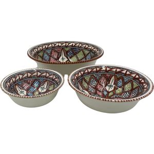 Salade set 3 delig Marron hapjes schaal bruin wit aardewerk | MAR.SS.3D | Dishes & Deco