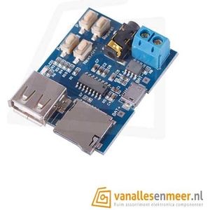 MP3 speler met 2W mono versterker via USB stick of MicroSD-kaart
