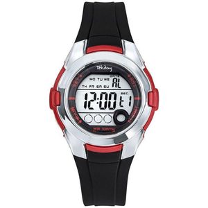 Tekday 654734 digitaal horloge 38 mm 100 meter zwart/ rood