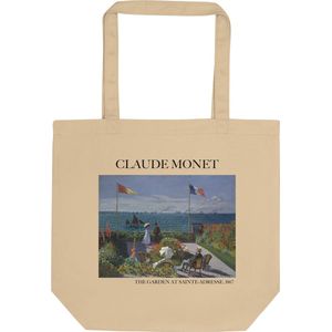 Claude Monet 'De tuin bij Sainte-Adresse' (""The Garden at Sainte-Adresse"") Beroemde Schilderij Tote Bag | 100% Katoenen Tas | Kunst Tote Bag | Naturel