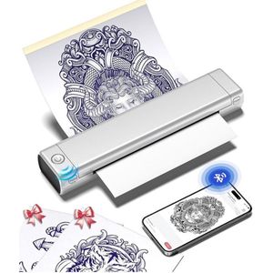 Luxe Tattoo Stencil Printer – Thermische Printer – Draadloos – Bediening via App – Multifunctioneel Design – Zilver