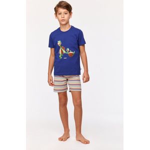 Woody pyjama jongens/heren - blauw - schildpad - 231-1-PUS-S/856 - maat 176