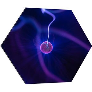 Dibond Hexagon - Abstracte Lichtbol tussen Lichtdraden - 80x69.6 cm Foto op Hexagon (Met Ophangsysteem)