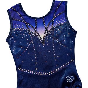 Sparkle&Dream Turnpakje Renate Navy - Maat AXXL M/L - Gympakje voor Turnen, Acro, Trampoline en Gymnastiek