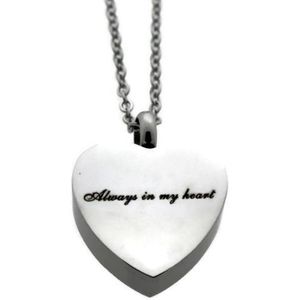 Ashanger met ketting always in my heart staal zilverkleurig 2.5cm