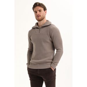 Gabbiano Trui Stijlvolle Halfzip Chenille Trui 615767 Taupe Mannen Maat - S