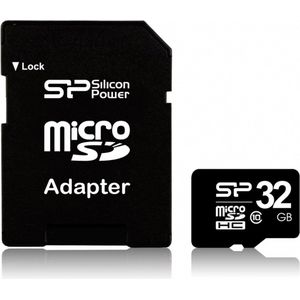 Silicon Power 32GB Elite MicroSDHC Class10 UHS-1 tot 85Mb/s incl. SD-adapter Zwart