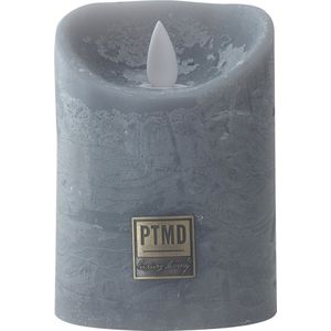 PTMD LED kaars Rustiek lichtgrijs 7,5 x 7,5 x 10 cm - LED Light Candle rustic suede grey moveable flame - S