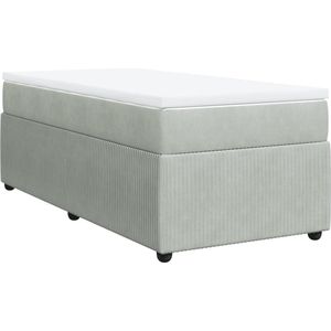 vidaXL - Boxspring - met - matras - fluweel - lichtgrijs - 90x190 - cm