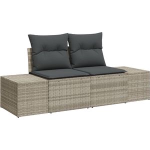 vidaXL - 2-Zits - Tuin - Sofa - met - Kussens - Grijs - Poly - Rattan