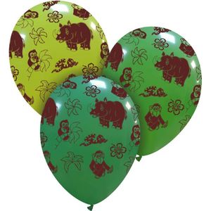 Jungle dieren ballonnen, 6 stuks, 30cm