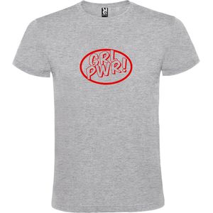Grijs t-shirt met 'Girl Power / GRL PWR' print Rood size XS