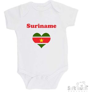 100% katoenen Romper ""Suriname"" Unisex Katoen Wit/rood/groen/geel Maat 56/62