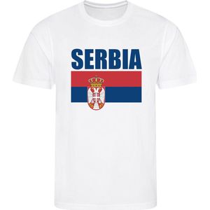 WK - Servië - Serbia - Србија - T-shirt Wit - Voetbalshirt - Maat: 146/152 (L) - 11-12 jaar - Landen shirts