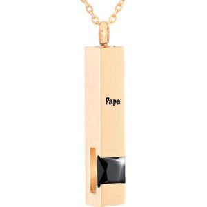 Luxe Ashanger | Met Ketting En Gravering | Papa | Assieraad | Rosegoudkleurig Met Zwarte Steen | As Ketting | Gedenksieraad | Urn | Incl. As vuller