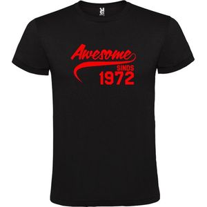 Zwart T-shirt ‘Awesome Sinds 1972’ Rood Maat S