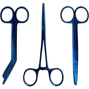 Scharenset verpleegkundige ""Deep Blue - verbandschaar - schaar - kocher - 14cm - 8mm - verpleegkundige accessoires - verpleegkundige cadeau - verpleegkundige scharenset