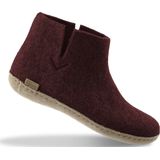 Glerups Hoge Wollen Sloffen Leren Zool Bietenrood - Bietenrood - 37