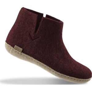 Glerups Hoge Wollen Sloffen Leren Zool Bietenrood - Bietenrood - 37