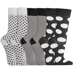 Bamboe dames sokken | Extra zacht | Kleur: Zwart Wit | Maat: 35-38 / 39-42 | 6 paar