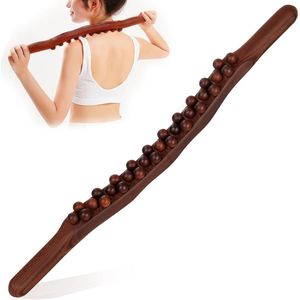Massagebal -Gua Sha Houten Tool - 31-kralen Rugmassageroller - Lichaamssculpterende Lymfedrainage Massager - Bruin - 59cm