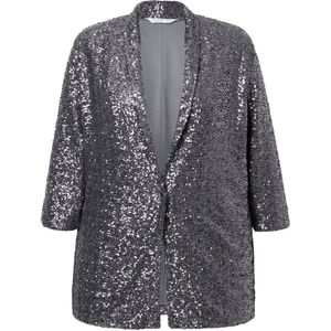 MIAMODA - Dames - Blazer met pailletten Loose Fit sjaalkraag - Zilver - Maat 42
