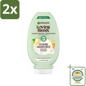 Garnier Loving Blends Voedende Amandelmelk Conditioner 250 ml - Voordeelverpakking - 2 stuks - Droog haar - Amandelmelk conditioner