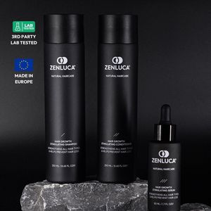 ZENLUCA® Haargroei Stimulerende Set – Shampoo, Conditioner & Serum – Haargroei Versneller – Tegen Haaruitval – Voor Mannen & Vrouwen – Natuurlijke Haargroei Producten – Haarverzorging – Haargroei Serum – Haaruitval Oplossing
