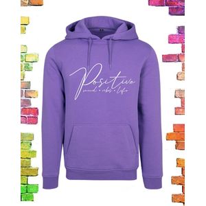 Stoere Paarse dames hoodie “Positive” | maat M/36
