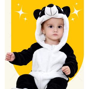 BoefieBoef Panda Dieren Onesie & Pyjama voor Baby en Dreumes - Kinder Verkleedkleding - Dieren Kostuum Pak - Wit Zwart