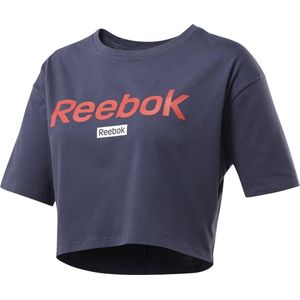 Reebok Linear Logo Crop Tee T-shirt Vrouwen Blauwe L