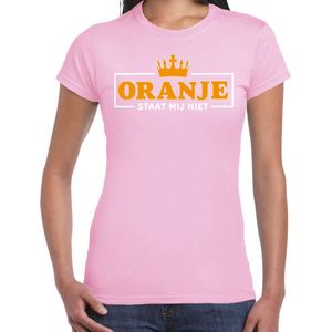 Bellatio Decorations Koningsdag verkleed T-shirt dames - oranje staat mij niet - roze - feestkleding XXL