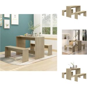 vidaXL Eethoek Sonoma Eiken - Tafel 102x50x75 cm - Bankje 97x25x40 cm - Set tafel en stoelen