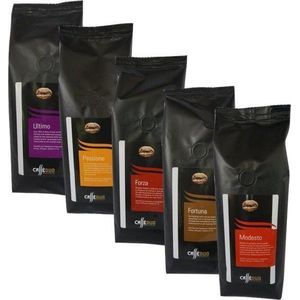 Caffè Duo - Koffiebonen - Koffiebonen Proefpakket - 5 x 250 gram - inclusief 100% arabica melanges