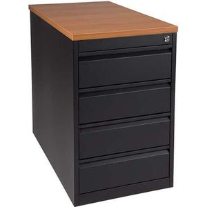 Praktische standcontainer 3 lades diep 60CM kleur Antraciet (Ral 7016) topblad Havanna