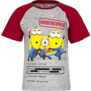 Minions t-shirt - Undercover - rood/grijs - maat 98 (3 jaar)