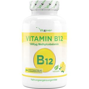 Vitamine B12 - 1000 mcg | 365 zuigtabletten | Citroensmaak | Veganistisch | Premium: Actieve Methylcobalamine | Hoge Dosis | Vit4ever