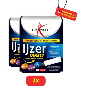 Lucovitaal IJzer Bisglycinaat Direct Bosbessensmaak - 2x 20 sachets Voordeelverpakking