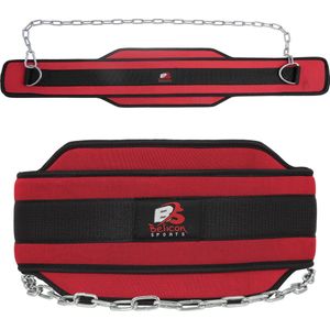 Neopreen Dipping Belt Gewichthefgordel Gym Belt Oefenriem Zware ketting - Rood