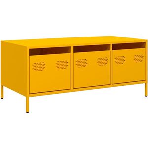 vidaXL Salontafel 101,5x50x43,5 cm koudgewalst staal mosterdgeel - Salontafel - Salontafels - Bijzettafel - Banktafel