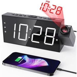 Projectiewekker voor het plafond met USB-oplader en dimbaar LED-display