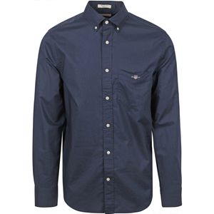 Gant Casual Overhemd Poplin Navy - Maat XXL - Heren - Overhemden Casual