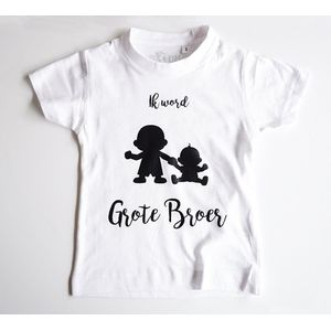 Ik word grote broer | zwangerschapsaankondiging | T-shirt - Wit (maat 104-110)