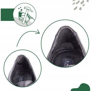 Zwarte lederen hielbeschermers - zelfklevend, anti-blaar