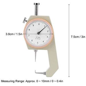 Dikte Meter 0-10mm Cone Hoofd Draagbare Precisie Dikte Gauge Voor Leer en Papier - Inclusief Platter Hoofd en Gebogen Punt